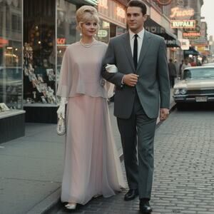 Vintage 1960s Alyce Designs Chiffon Formal Maxi Dress Gown Purple